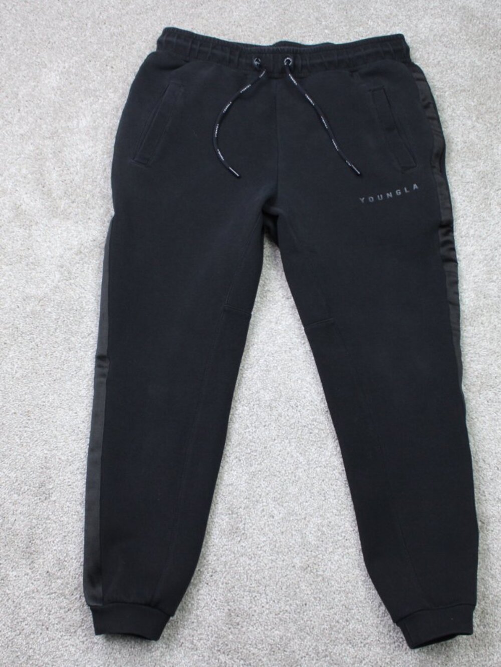 YoungLA Mineral Joggers Mens Large Black Fleece Athletic Stretch Sweatpants